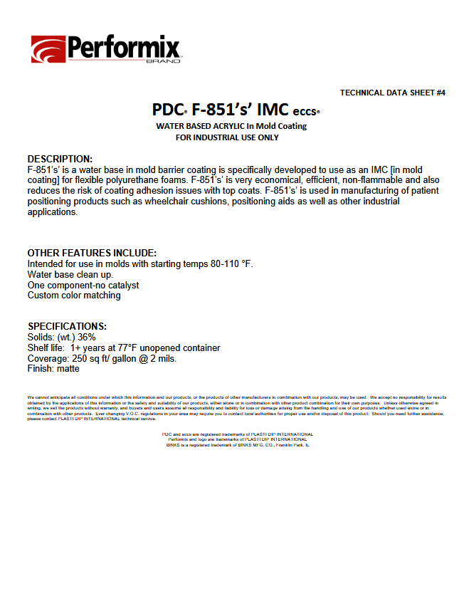 PDC®F-851’s’ Imc eccs®
